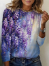 Damen Geblümt Langarm T-Shirts T-Shirt Rundhals Print Lässig Frühling/Herbst T-Shirt mit Grafik Oberteile