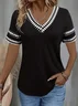 Damen Geometrisch Kurzarm T-Shirts T-Shirt V-Ausschnitt Print Lässig Sommer T-Shirt mit Grafik Oberteile