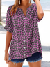 Damen Geblümt Kurzarm Bluse Sommer Print V-Ausschnitt Täglich Lässig Oberteile