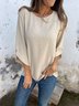 Damen Polka Dots Dreiviertelärmel T-Shirts T-Shirt Rundhals Jacquard Lässig Frühling/Herbst Oberteile