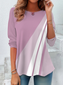 Damen Abstrakt Langarm T-Shirts T-Shirt Rundhals Print Lässig Frühling/Herbst Tunika Oberteile