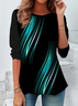 Damen Abstrakt Langarm T-Shirts T-Shirt Rundhals Print Lässig Frühling/Herbst Tunika Oberteile