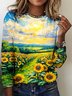 Damen Kariert Langarm T-Shirts T-Shirt Rundhals Retro Frühling/Herbst Oberteile