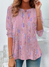 Damen Abstrakt Langarm T-Shirts T-Shirt Rundhals Print Lässig Frühling/Herbst Tunika Oberteile