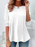 Damen Unifarben Langarm T-Shirts T-Shirt Rundhals Lässig Frühling/Herbst Tunika Oberteile
