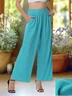 Damen Unifarben Lang Elastische Taille Hose Lässig Frühling/Herbst Hose