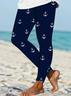 Damen Anker Lässig Alle Jahreszeiten Print Lang Leggings