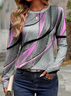 Damen Abstrakt Langarm T-Shirts T-Shirt Rundhals Print Lässig Frühling/Herbst T-Shirt mit Grafik Oberteile