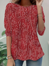 Damen abstrakte Streifen Langarm T-Shirts T-Shirt Rundhals Print Lässig Frühling/Herbst Tunika Oberteile