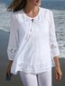Damen Geblümt Langarm T-Shirts T-Shirt Rundhals Jacquard Lässig Frühling/Herbst Oberteile