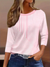 Damen Gestreift Dreiviertelärmel T-Shirts T-Shirt Rundhals Lässig Frühling/Herbst T-Shirt mit Grafik Oberteile