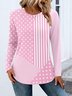 Damen Farbblock Langarm T-Shirts T-Shirt Rundhals Lässig Frühling/Herbst Oberteile