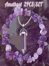 Naturstein Kies Kristall Damen Kette Armband Irregulär Klein Kies Amethyst Armband Elastisch Armband Halskette 2 Stück Set