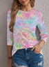 Damen Abstrakt Langarm T-Shirts T-Shirt Rundhals Print Lässig Frühling/Herbst T-Shirt mit Grafik Oberteile