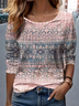 Damen Geblümt Langarm T-Shirts T-Shirt Rundhals Print Lässig Frühling/Herbst T-Shirt mit Grafik Oberteile