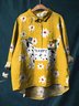 Damen Polka Dots Langarm Bluse Frühling/Herbst Print Schalkragen Täglich Retro Oberteile