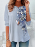 Damen Geblümt Langarm T-Shirts T-Shirt Rundhals Print Lässig Frühling/Herbst T-Shirt mit Grafik Oberteile