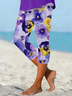 Damen Geblümt Caprihosen Elastische Taille Hose Lässig Sommer Hose