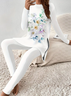 Damen Geblümt Print Zweiteiliges Set Täglich Langarm Lässig Frühling/Herbst Bluse mit Hose Matching Set