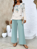 Damen Geblümt Print Zweiteiliges Set Täglich Langarm Lässig Frühling/Herbst Bluse mit Hose Matching Set