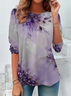 Damen Abstrakt Langarm T-Shirts T-Shirt Rundhals Print Lässig Frühling/Herbst T-Shirt mit Grafik Oberteile