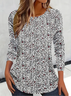 Damen Geblümt Langarm T-Shirts T-Shirt Rundhals Print Lässig Frühling/Herbst T-Shirt mit Grafik Oberteile