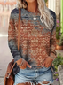 Damen Geblümt Langarm T-Shirts T-Shirt Rundhals Print Lässig Frühling/Herbst T-Shirt mit Grafik Oberteile