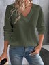 Damen Unifarben Langarm T-Shirts T-Shirt V-Ausschnitt Nahtverarbeitung Retro Frühling/Herbst Oberteile