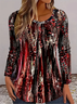 Damen Abstrakt Langarm T-Shirts T-Shirt Rundhals Print Lässig Frühling/Herbst T-Shirt mit Grafik Oberteile