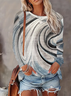 Damen Abstrakt Langarm T-Shirts T-Shirt Rundhals Print Lässig Frühling/Herbst T-Shirt mit Grafik Oberteile