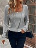Damen Unifarben Langarm T-Shirts T-Shirt Rundhals Nahtverarbeitung Retro Frühling/Herbst Oberteile