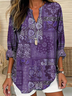 Damen Paisley Langarm Bluse Frühling/Herbst Print V-Ausschnitt Täglich Lässig Oberteile