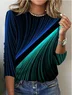 Damen Abstrakt Langarm T-Shirts T-Shirt Rundhals Print Lässig Frühling/Herbst T-Shirt mit Grafik Oberteile