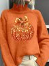 Damen Halloween (Kürbis) Frühling/Herbst Lässig Langarm Rollkragen Pullover