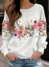 Damen Geblümt Rundhals Print Lässig Frühling/Herbst Langarm Sweatshirt