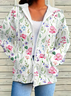 Damen Frühling/Herbst Oberbekleidung Lässig Print Geblümt Langarm Kapuze Jacke