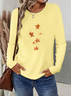 Damen Ahornblatt Langarm T-Shirts T-Shirt Rundhals Print Lässig Frühling/Herbst T-Shirt mit Grafik Oberteile
