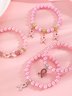 Brust Marker echt Golden Galvanisiert Pink Band Damen Gesundheit Perle Armband Halskette Set ins Shambhala Schmuck