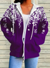 Damen Frühling/Herbst Oberbekleidung Lässig Print Geblümt Langarm Kapuze Jacke