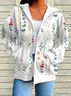 Damen Frühling/Herbst Oberbekleidung Lässig Print Geblümt Langarm Kapuze Jacke