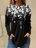 Damen Geblümt Langarm T-Shirts T-Shirt Rundhals Print Lässig Frühling/Herbst T-Shirt mit Grafik Oberteile