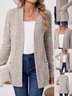 Damen Unifarben Frühling/Herbst Aufdecken Retro Nahtverarbeitung Leicht Strickjacke