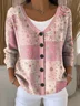 Damen Geblümt Lässig Frühling/Herbst Print Strickjacke