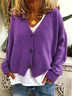 Damen Unifarben Lässig Frühling/Herbst Strickjacke