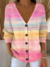 Damen Abstrakt Lässig Frühling/Herbst Print Strickjacke