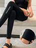 Damen Unifarben Lässig Alle Jahreszeiten Nahtverarbeitung Lang Leggings
