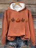 Damen Ahornblatt Frühling/Herbst Print Langarm Lässig Täglich Kapuze