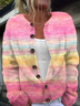 Damen Abstrakt Lässig Frühling/Herbst Print Strickjacke