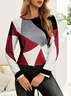 Damen Abstrakt Langarm T-Shirts T-Shirt Rundhals Print Lässig Frühling/Herbst T-Shirt mit Grafik Oberteile