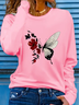 Damen Geblümt Langarm T-Shirts T-Shirt Rundhals Print Lässig Frühling/Herbst T-Shirt mit Grafik Oberteile